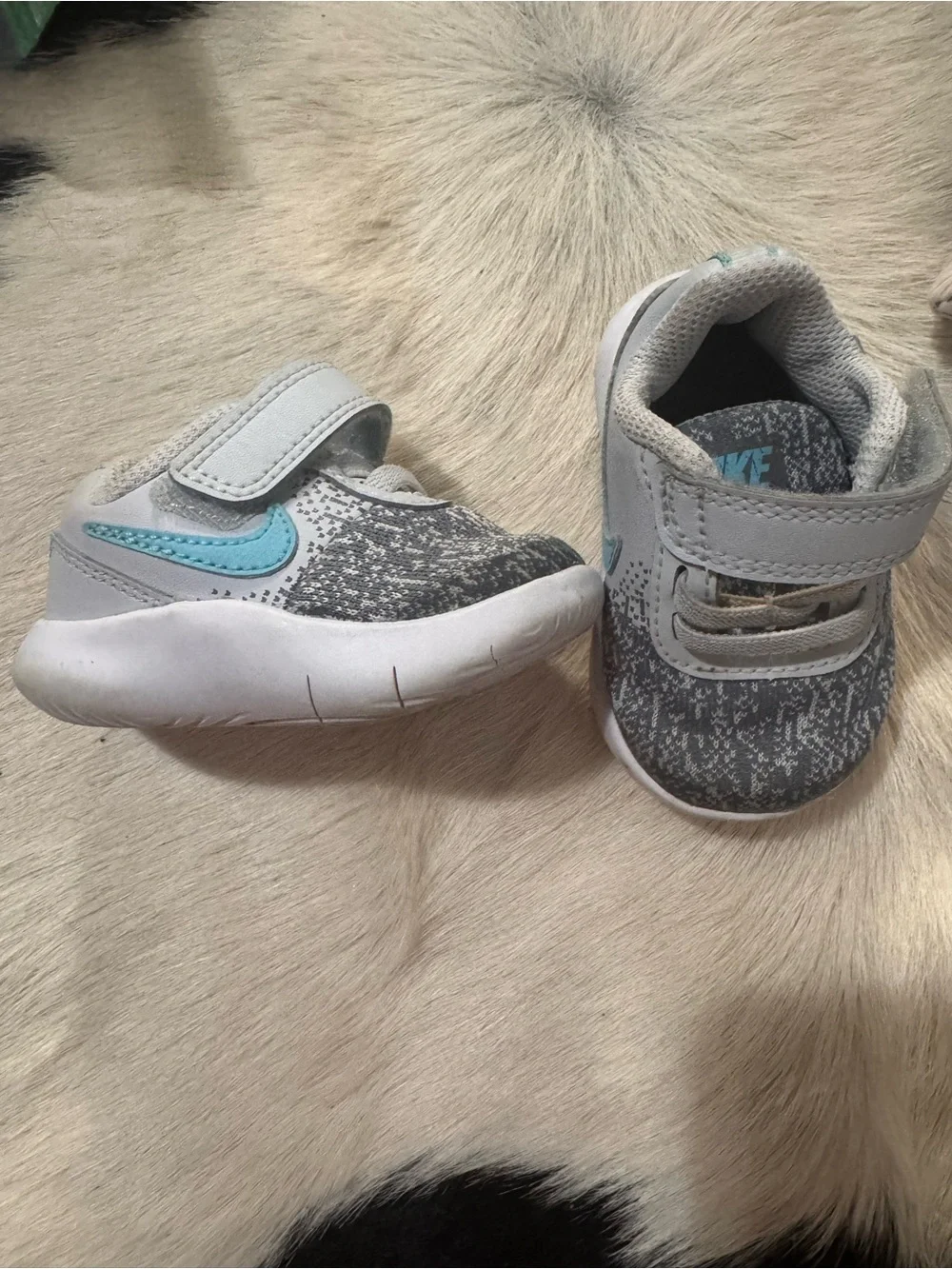 Nike Toddler Grey and Teal Slip-On Athletic Shoes